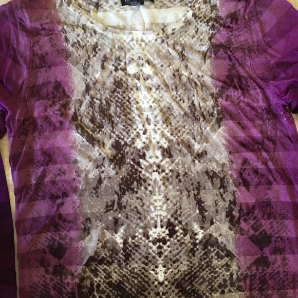 Purple Gray White Scoop Neck Long Sleeve Sweater - Picture 5 of 7